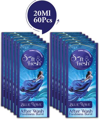 Soft & Fresh Blue Wave fabric conditioner 20ml sachet (60pcs) after wash increase Freshness