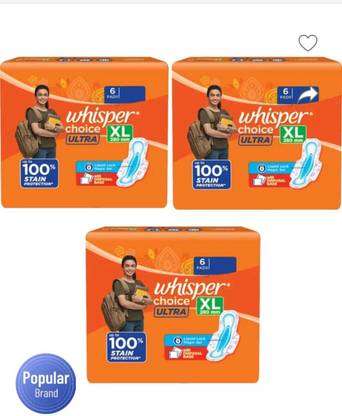 Whisper XL 280 mm 4 Times sOAKING POWER with magic GEL(pack Of 3) Fragrance-Free Fabric Whitener