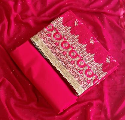 Chanderi Embroidered, Embellished Salwar Suit Material
