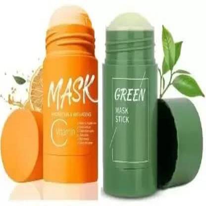 cart layer Green-Tea Mask+Vitamin C with Turmeric 2 Clay Face Pack/Mask Stick For Skin
