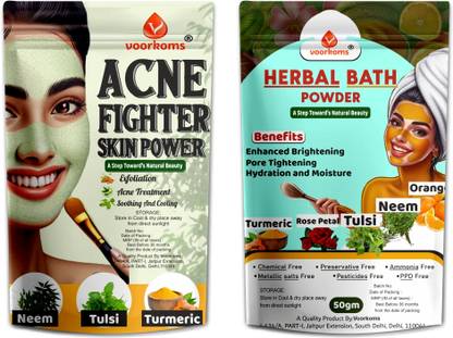 voorkoms Acne Fighter Skin & Herbal Bath Powder Combo Face Skin Care Powder.