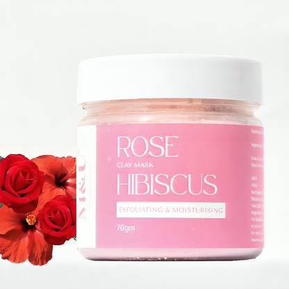 एम एंड यू Rose Hibiscus Moisturizing Clay Mask For Instant Pink Glow & Bright Look