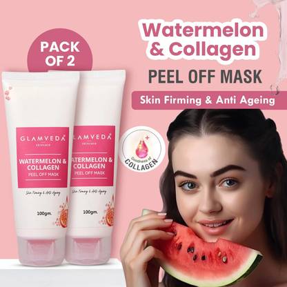GLAMVEDA Watermelon & Collagen Skin Firming & Anti Ageing Peel off Mask ( Pack Of 2 )