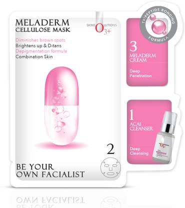 O3+ Brightening Meladerm 3-Step Cellulose Face Sheet Mask Pack of 2 Each (2g)+