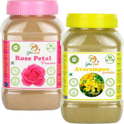 Glow Lush Natural Rose and Avarampoo Powder for Face Pack (150gm Each)