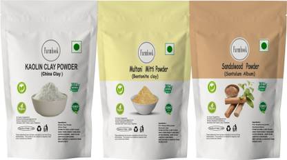 Farmhook Kaolin Clay (china clay), Multani Mitti & Sandalwood Powder for Face and Skin