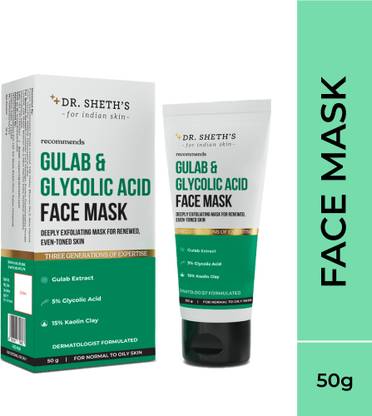 Dr. Sheth's Gulab & Glycolic Acid Face Mask | Deep Exfoliating Face Pack for Even-toned Skin