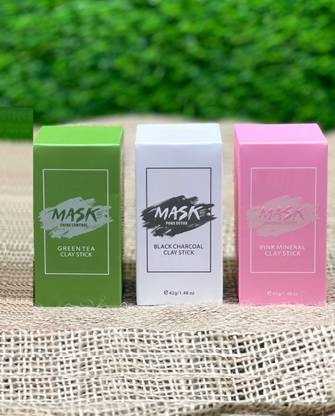 REIMICHI Hydrating Complex Pore Detox Pink Clay & Grey & Green Facial Clay Mask Stick Set