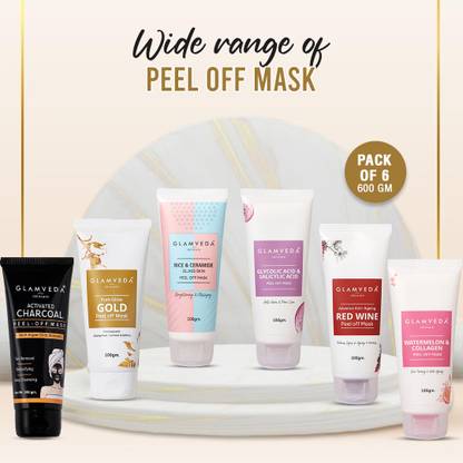 GLAMVEDA Pack Of 6 Peel Off Mask | Face For Brightening, de tan & Blackhead Removal