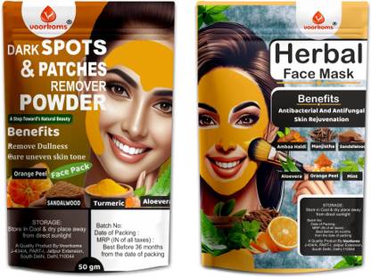 voorkoms Dark Spots Patches & Herbal Face Mask Powder Combo Face Skin Care Powder.