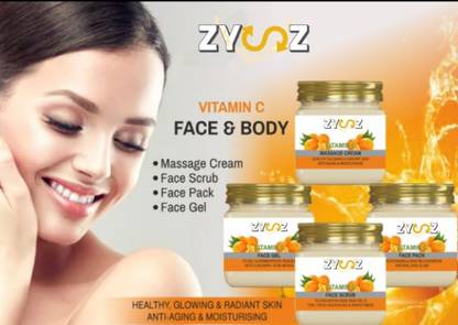 ZYSZ VITAMIN C PACK OF 4 (SCRUB, GEL, CREAM & FACEPACK) instant glow for long time0