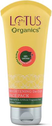 Lotus Organics+ Brightening De-Tan Face Pack |100% Organic White Peonies |Reduces Tan & Dullness