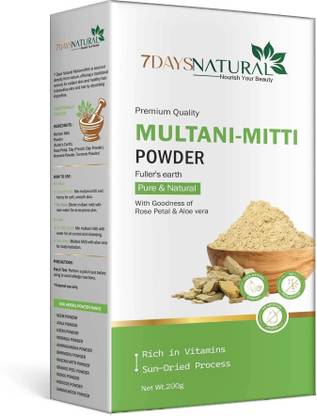 7days natural 100% Pure Multani Mitti Powder | For Skin Glow and Hair Care