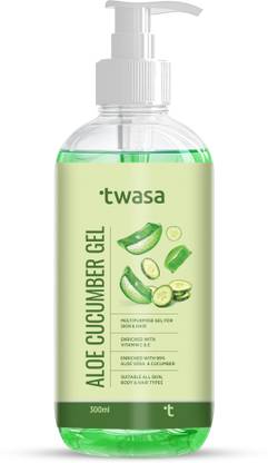 Twasa Pure Aloe Vera Cucumber Gel For Face, Skin & Hair With Cucumber Extract