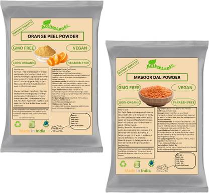 Activeland Orange Peel Powder and Masoor Dal (Red Lentils) FacePack Powder For Face & Skin