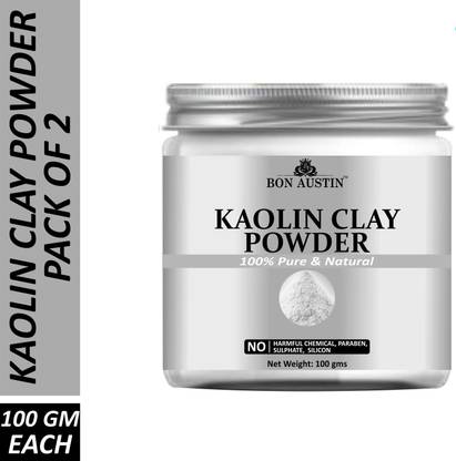 Bon Austin 100% Pure & Natural Kaolin Clay Powder Combo Pack of 2 Jars of 100 gms(200 gms)