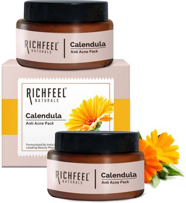 RICHFEEL Calendula Anti Acne Mud Pack |Fights Blackheads & Acne 50 g (Pack of 2)