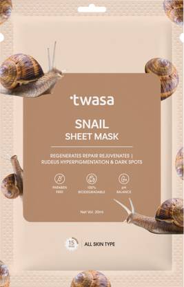 Twasa Snail Sheet Mask For Skin Hydration | Face Sheet Mask For Dull Skin & Fine Lines