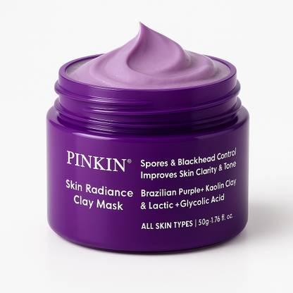 PINKIN Detan Skin Radiance Clay Mask & Dark Spot | With Lactic & Glycolic Acid, Kaolin