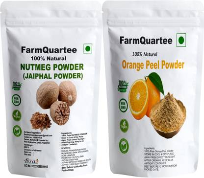 FarmQuartee Natural Orange Peel and Jaiphal (Nutmeg) Powder For Skin Whitening Face, Skin