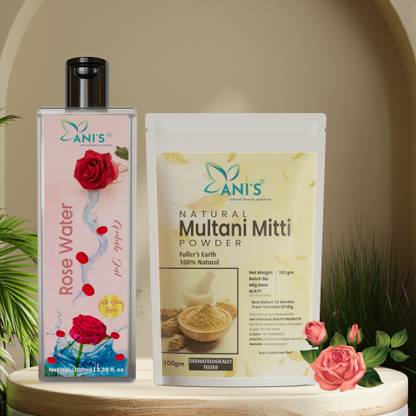 ANI'S Premium Quality Rose Water (Gulab Jal) With Multani For face & Skin/Eyes