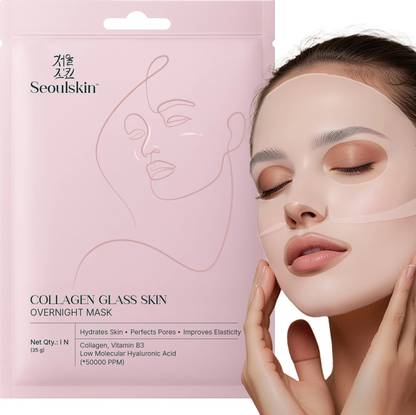 Seoulskin Korean Collagen Glass Skin Mask | Hydrating, Paraben-Free, Sulphate-Free (1 Pc)