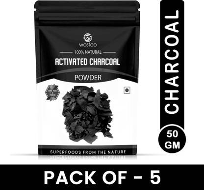 Wostoo 100% Organic Activated Carbon(Charcoal) Powder - 50g (Pack of 5)