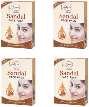 AYUR HERBALS Sandal Face pack with Multani Mitti & Rose Petals I Pack 4 -