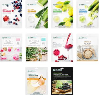 MIRABELLE COSMETICS KOREA Glossy Skin Facial Sheet Mask ( Pack of 10 )