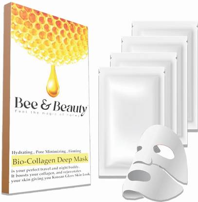 BEE BEAUTY Bio-Collagen Real Deep Mask - Hydrating Overnight Solution - 38g X 4 Units