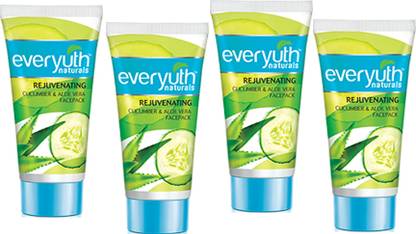 Everyuth Naturals Rejuvenating Cucumber & Aloe Vera Facepack (4X50g)