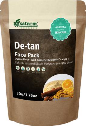 Shree Satnam Face Pack with Gram Flour, Wild Turmeric, Multehi , Orange