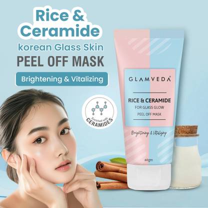 GLAMVEDA Korean Rice & Ceramide Glass Skin Peel off Mask For Instant Brightening Skin