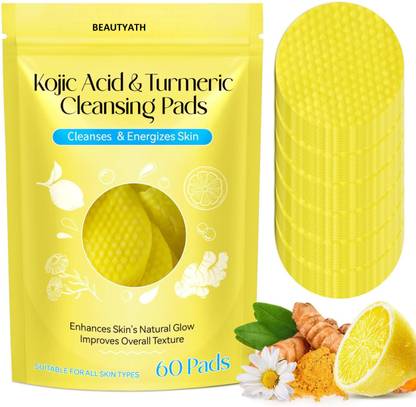 BEAUTYATH Kojic Acid & Turmeric Face Pads | Unclogs Pores & Smooths Texture Face Wash