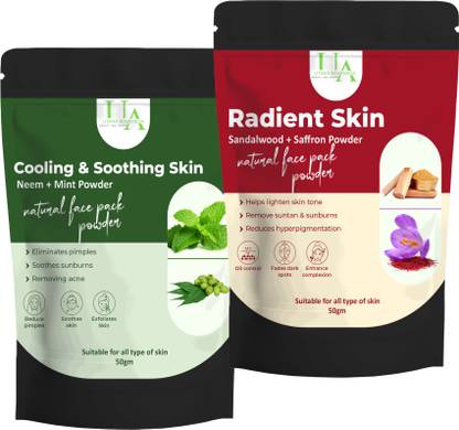 UTARA AYURVEDA Skincare Face Pack Powder (Neem,Mint + Sandalwood , Saffron )
