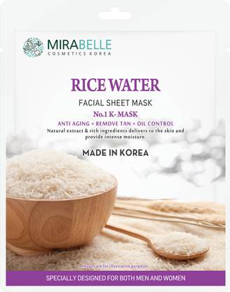 Mirabelle Rice Water Facial Sheet Mask for Aging & Tan removal - Made In Korea