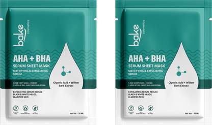 Bake Cosmetics AHA BHA Serum Sheet Mask, Glycolic & Lactic Acid ...
