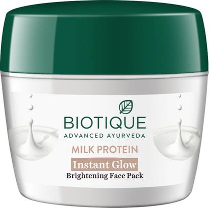BIOTIQUE Milk Protein Instant Glow Brightening Face Pack For All Skin Types, 175gm