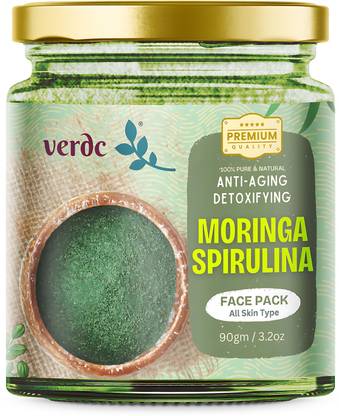 verdc 100% Natural Pure Moringa Spirulina Face Pack Powder For Anti-aging, Detoxifying