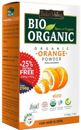 Indus Valley BIO Organic Natural Orange Peel Powder For Skin Whitening Face, Skin & Hair Care