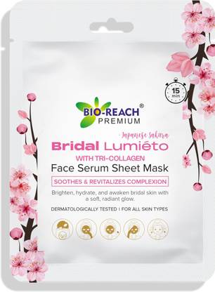 Bio Reach BRIDAL + JAPANESE SAKURA FACE SERUM SHEET MASK| SOOTHES & REVITALIZES COMPLEXION