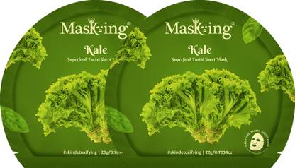 MasKing Superfood Kale facial sheet mask for glowing Skin and Hydrating, Pack of 2