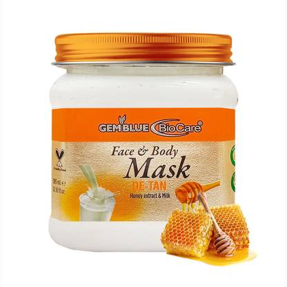 GEMBLUE BIOCARE De -Tan Mask for Face and Body, Enriched with Honey Extract and Milk, 385ml