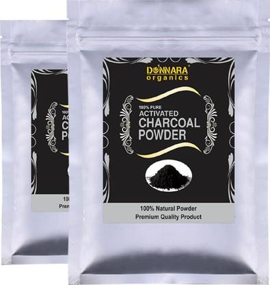 DONNARA organics 100% Pure Activated Charcoal Powder Combo pack of 2 of 100 gms
