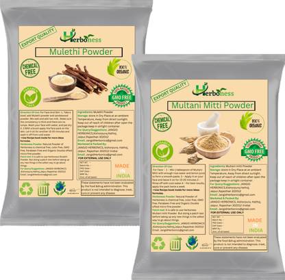 Herboness Mulethi Powder and Multani Mitti Powder For Face Pack (50gm Each)