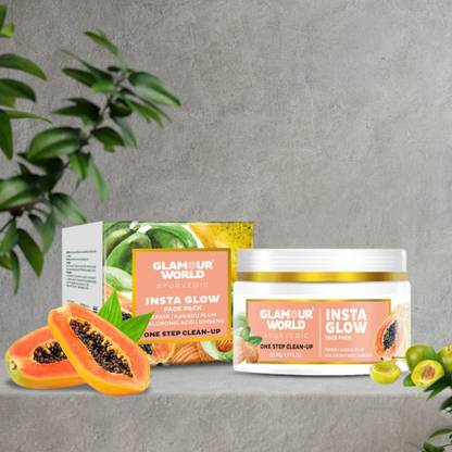 Glamour World Ayurvedic Organic Papaya Insta Face Glow Pack for Glowing ski| Remove Pigmentation