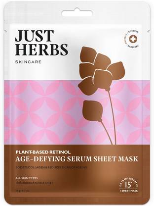 Just Herbs Plant-based Retinol Age-Defying, Anti-Aging and Revitalizing Serum Sheet Mask