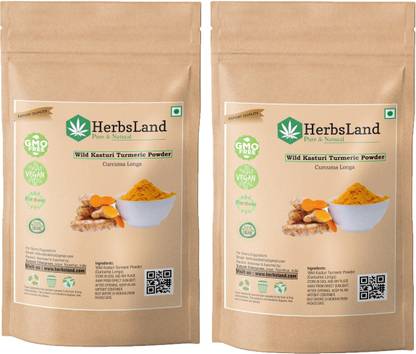 HerbsLand Amba Haldi Wild Kasturi Manjal Turmeric Powder
