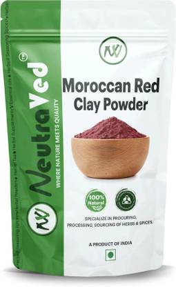 NeutraVed 100% Original Moroccan Red Clay Powder For Face Mask & Hair Rhassoul Red Clay