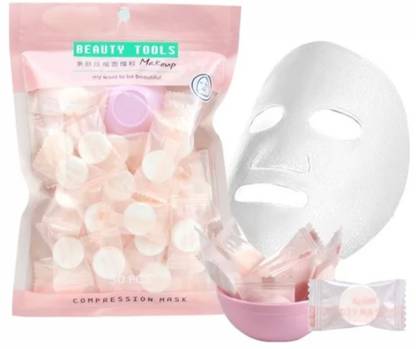 RANORE 50 Pcs Compressed Face Mask With Small Bowl DIY Facial Spa Sheets